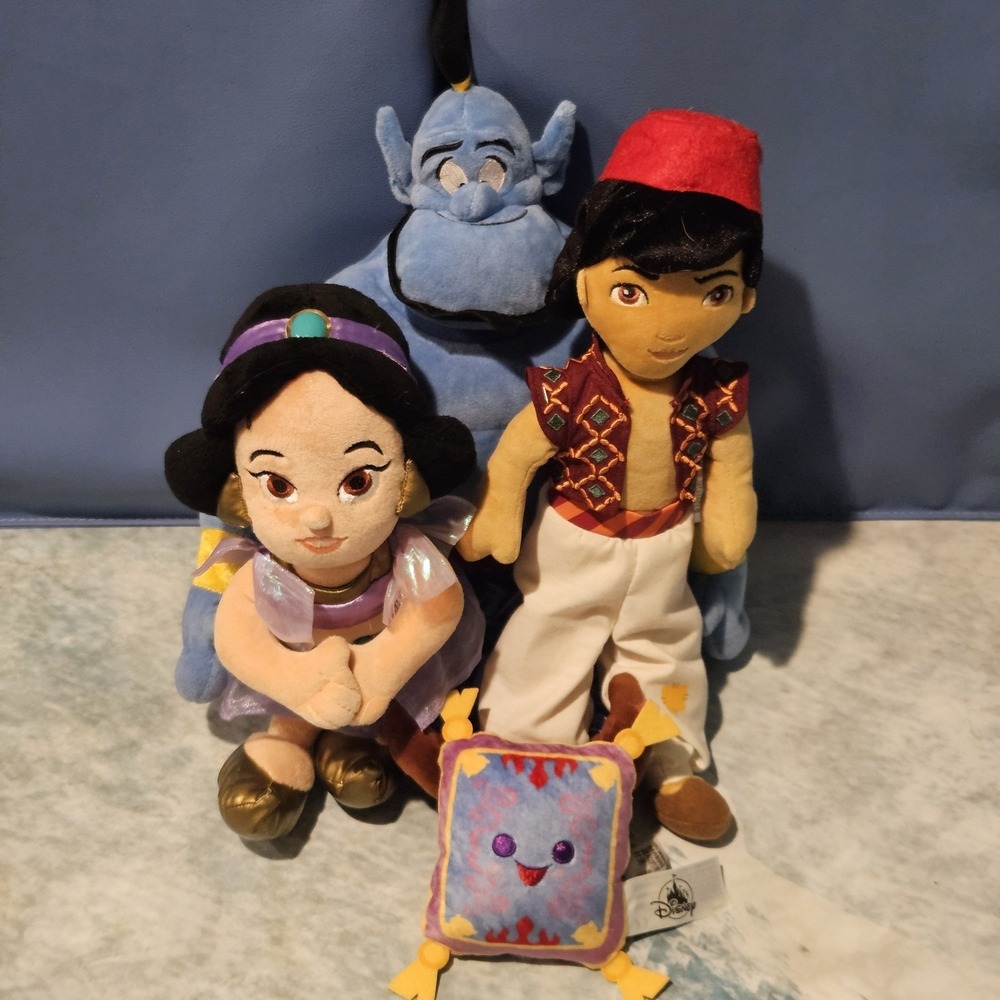 Disney‎ Aladdin Plush Bundle Genie Jasmine Broadway Aladdin Magic Carpet Snake